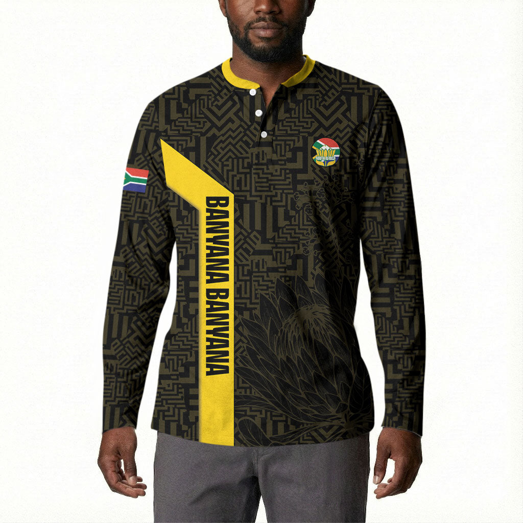 South Africa Soccer Custom Button Sweatshirt Banyana Banyana Protea Black Version