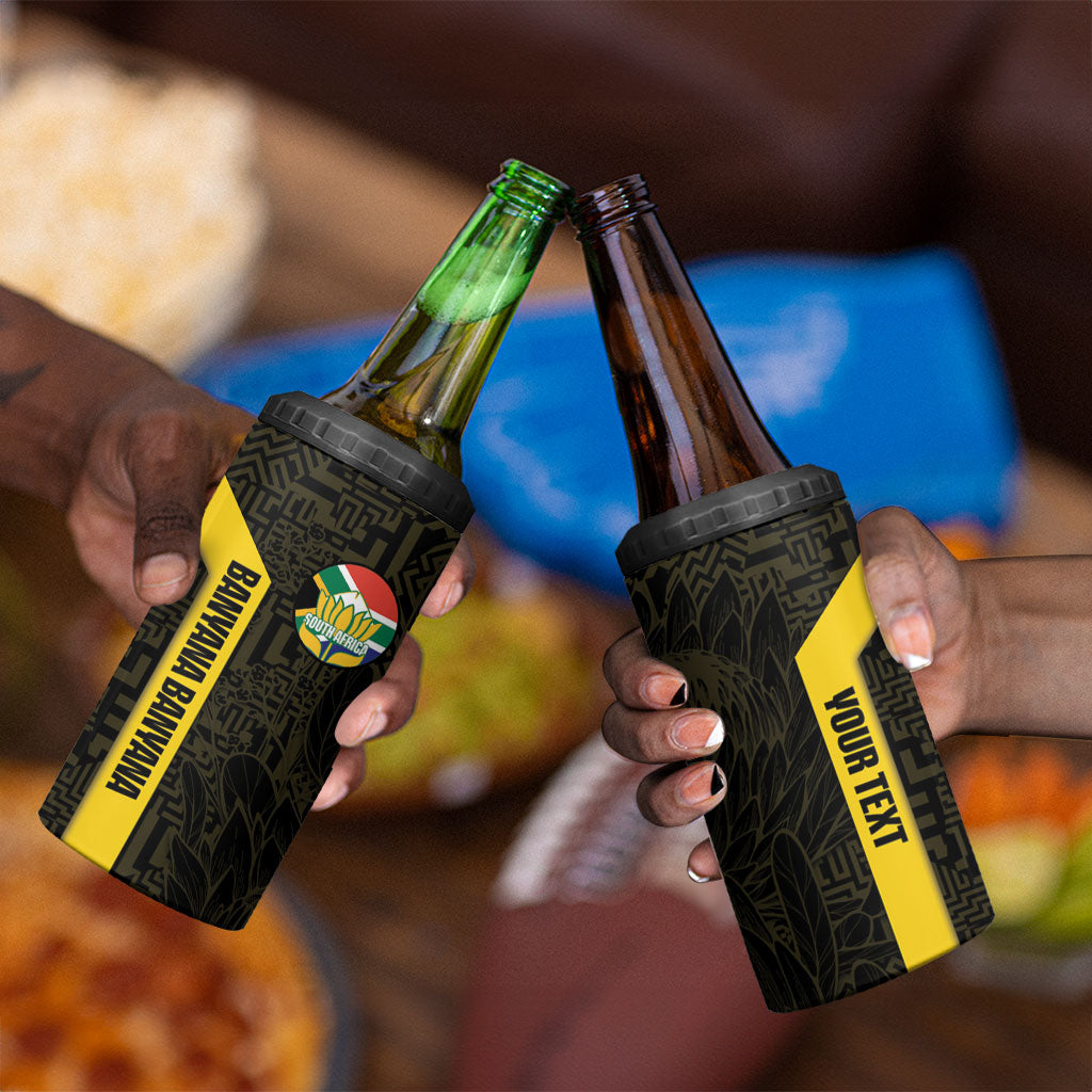 South Africa Soccer Custom 4 in 1 Can Cooler Tumbler Banyana Banyana Protea Black Version