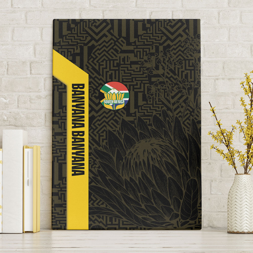 South Africa Soccer Canvas Wall Art Banyana Banyana Protea Black Version