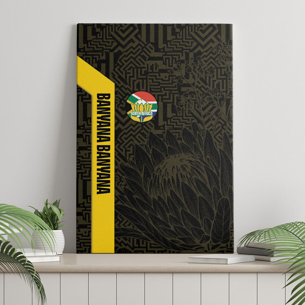 South Africa Soccer Canvas Wall Art Banyana Banyana Protea Black Version