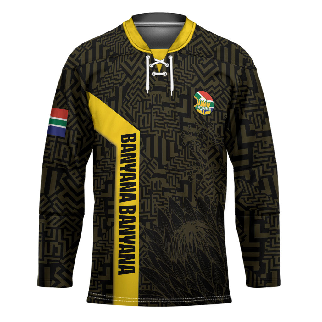 South Africa Soccer Custom Hockey Jersey Banyana Banyana Protea Black Version
