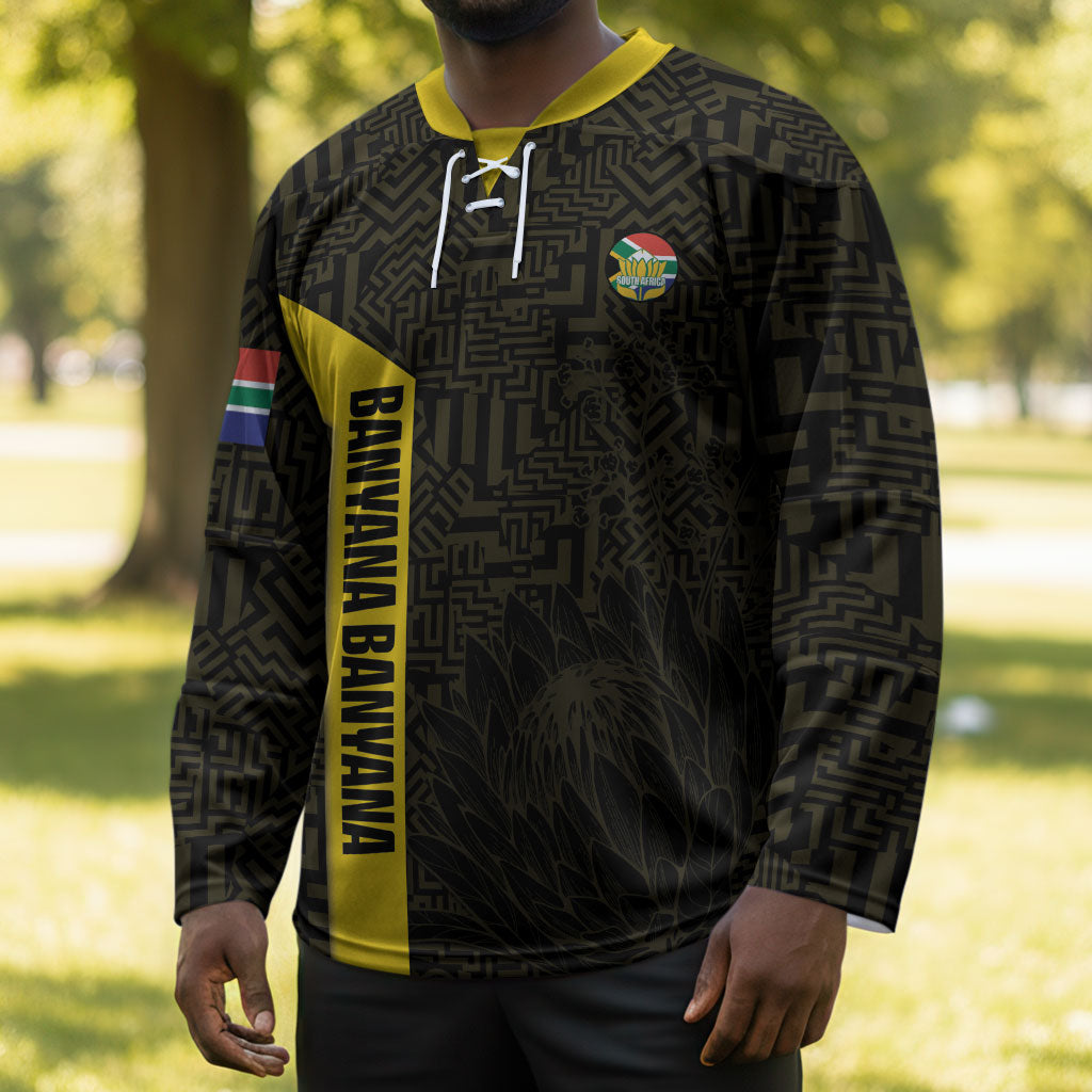 South Africa Soccer Custom Hockey Jersey Banyana Banyana Protea Black Version