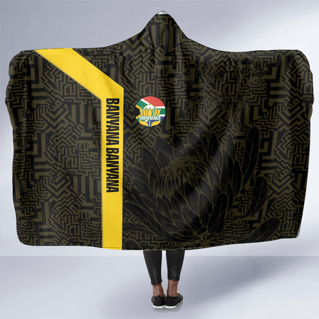 South Africa Soccer Hooded Blanket Banyana Banyana Protea Black Version