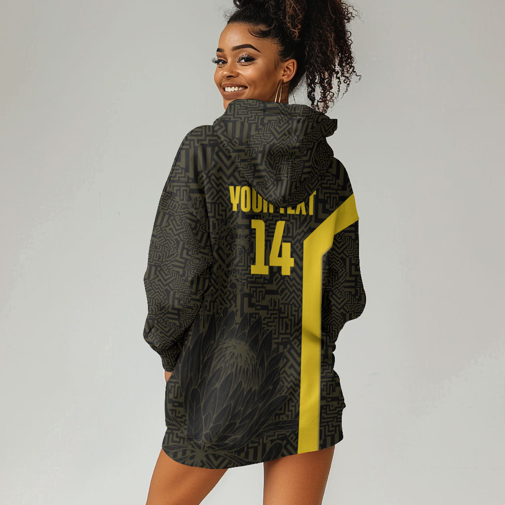 South Africa Soccer Custom Hoodie Dress Banyana Banyana Protea Black Version