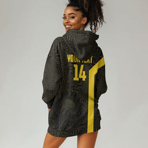 South Africa Soccer Custom Hoodie Dress Banyana Banyana Protea Black Version