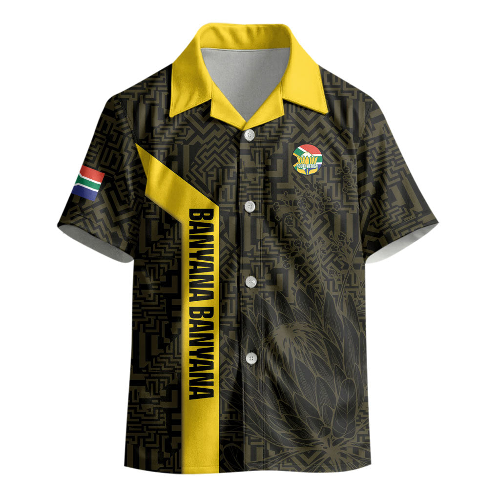 South Africa Soccer Custom Kid Hawaiian Shirt Banyana Banyana Protea Black Version