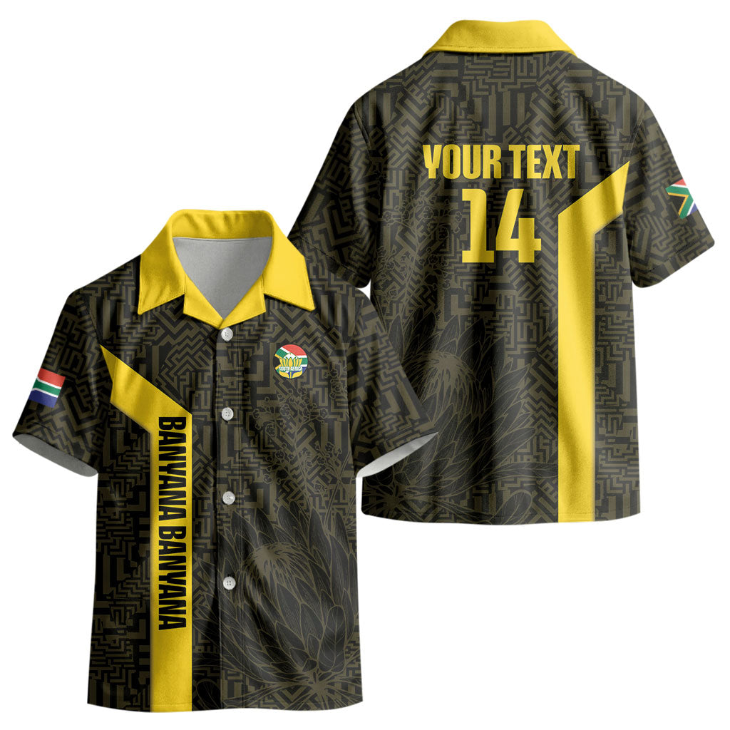 South Africa Soccer Custom Kid Hawaiian Shirt Banyana Banyana Protea Black Version