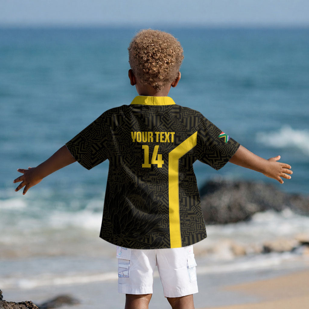South Africa Soccer Custom Kid Hawaiian Shirt Banyana Banyana Protea Black Version