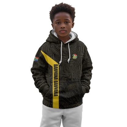 South Africa Soccer Custom Kid Hoodie Banyana Banyana Protea Black Version