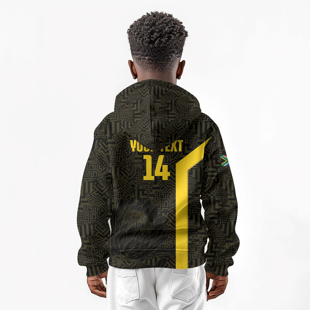 South Africa Soccer Custom Kid Hoodie Banyana Banyana Protea Black Version