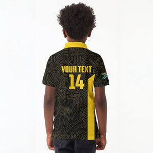 South Africa Soccer Custom Kid Polo Shirt Banyana Banyana Protea Black Version