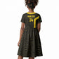South Africa Soccer Custom Kid Short Sleeve Dress Banyana Banyana Protea Black Version