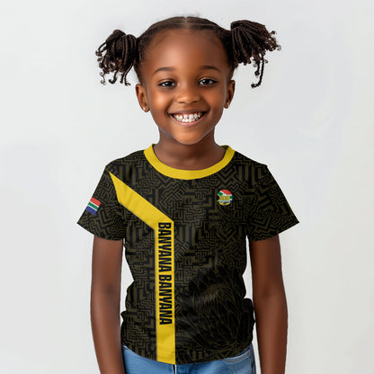 South Africa Soccer Custom Kid T shirt Banyana Banyana Protea Black Version