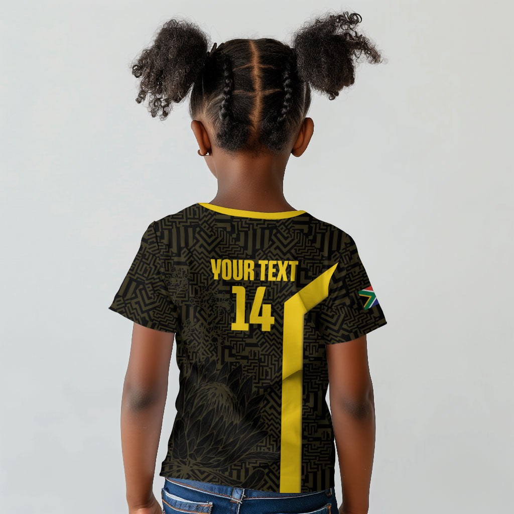 South Africa Soccer Custom Kid T shirt Banyana Banyana Protea Black Version