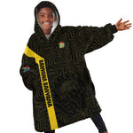 South Africa Soccer Custom Kid Wearable Blanket Hoodie Banyana Banyana Protea Black Version