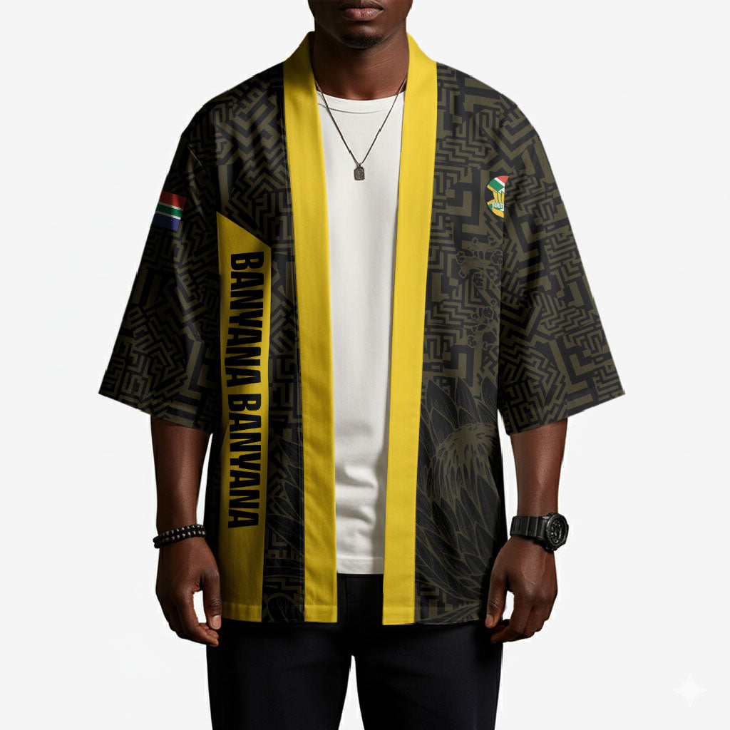 South Africa Soccer Custom Kimono Banyana Banyana Protea Black Version