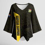 South Africa Soccer Custom Kimono Sleeve Blouse Banyana Banyana Protea Black Version