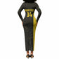 South Africa Soccer Custom Long Sleeve Bodycon Dress Banyana Banyana Protea Black Version