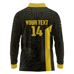 South Africa Soccer Custom Long Sleeve Polo Shirt Banyana Banyana Protea Black Version