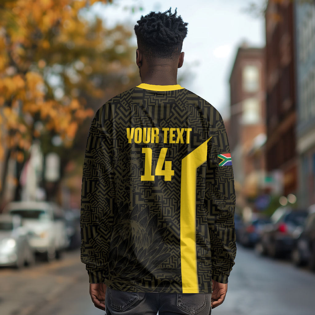 South Africa Soccer Custom Long Sleeve Shirt Banyana Banyana Protea Black Version