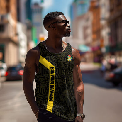 South Africa Soccer Custom Men Tank Top Banyana Banyana Protea Black Version
