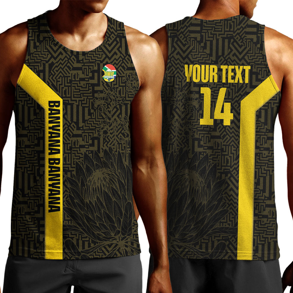 South Africa Soccer Custom Men Tank Top Banyana Banyana Protea Black Version