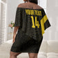 South Africa Soccer Custom Off Shoulder Short Dress Banyana Banyana Protea Black Version