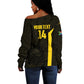 South Africa Soccer Custom Off Shoulder Sweater Banyana Banyana Protea Black Version