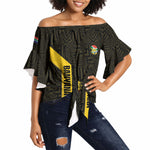 South Africa Soccer Custom Off Shoulder Wrap Waist Top Banyana Banyana Protea Black Version