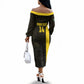 South Africa Soccer Custom Off The Shoulder Long Sleeve Dress Banyana Banyana Protea Black Version