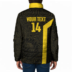 South Africa Soccer Custom Padded Jacket Banyana Banyana Protea Black Version