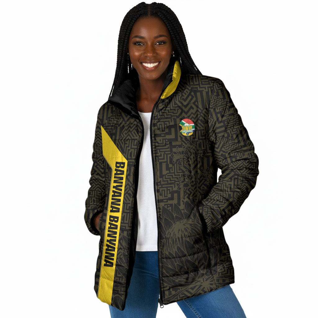 South Africa Soccer Custom Padded Jacket Banyana Banyana Protea Black Version