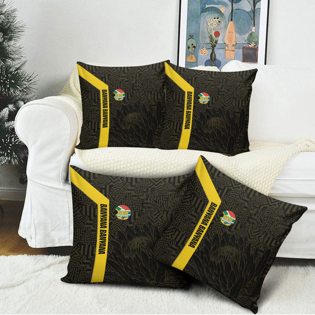 South Africa Soccer Pillow Cover Banyana Banyana Protea Black Version