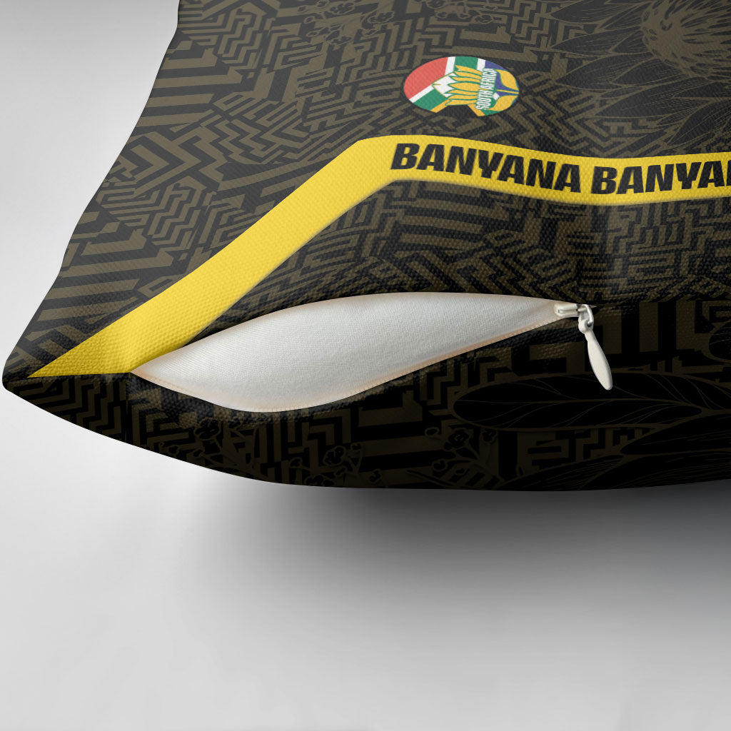 South Africa Soccer Pillow Cover Banyana Banyana Protea Black Version