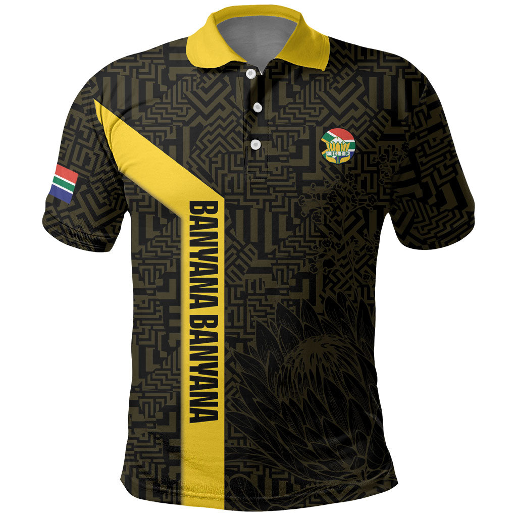 South Africa Soccer Custom Polo Shirt Banyana Banyana Protea Black Version
