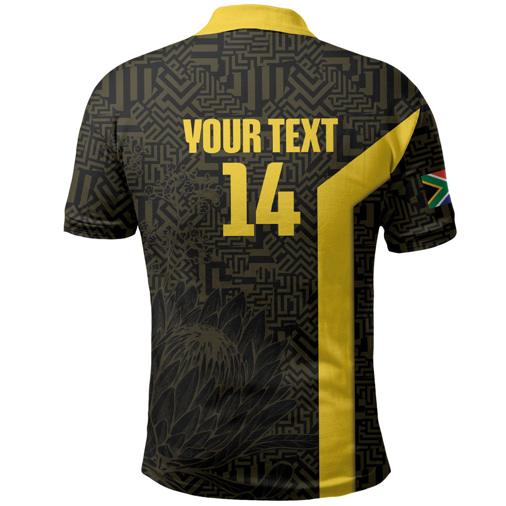 South Africa Soccer Custom Polo Shirt Banyana Banyana Protea Black Version