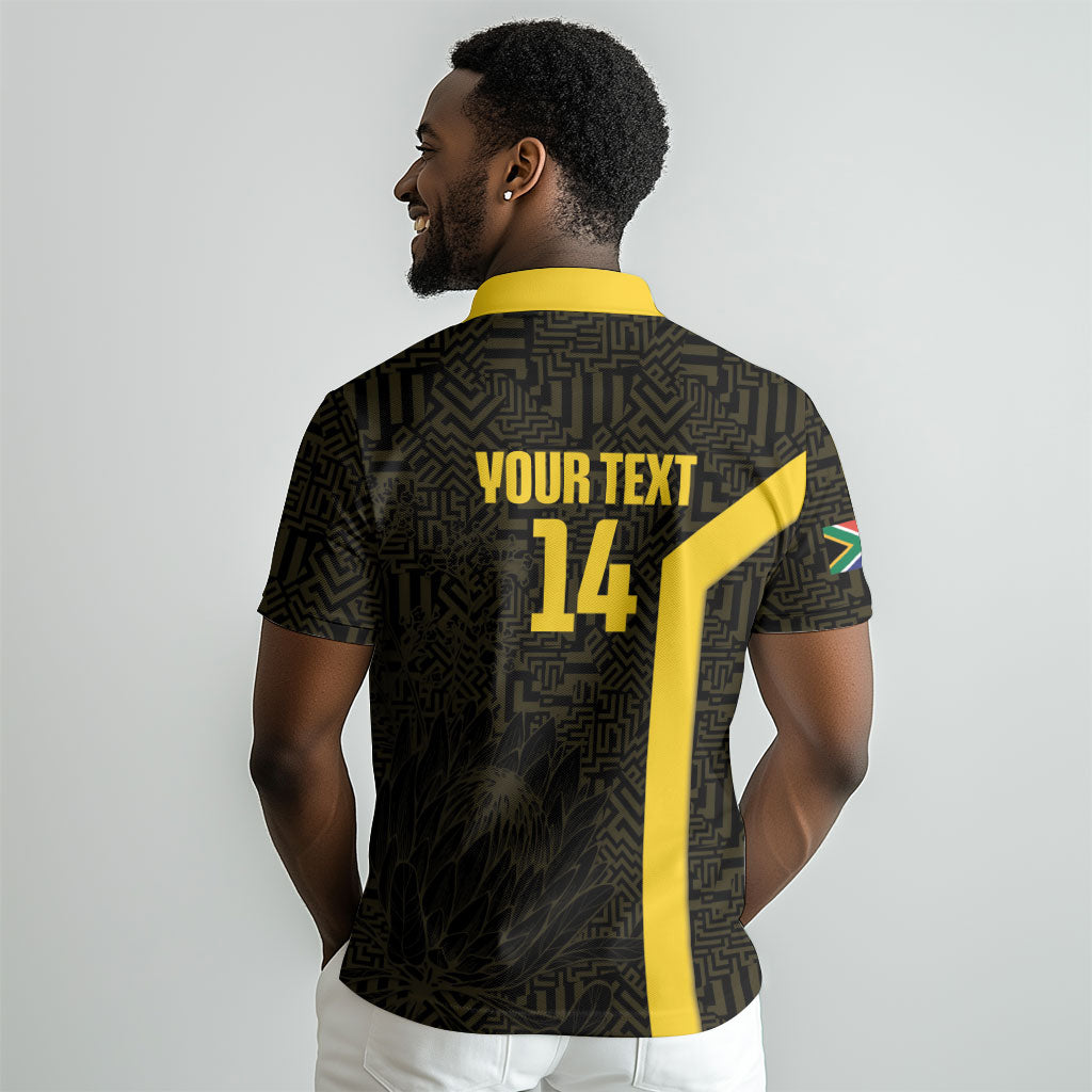 South Africa Soccer Custom Polo Shirt Banyana Banyana Protea Black Version