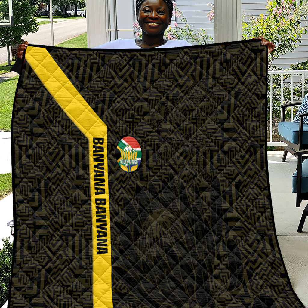 South Africa Soccer Quilt Banyana Banyana Protea Black Version