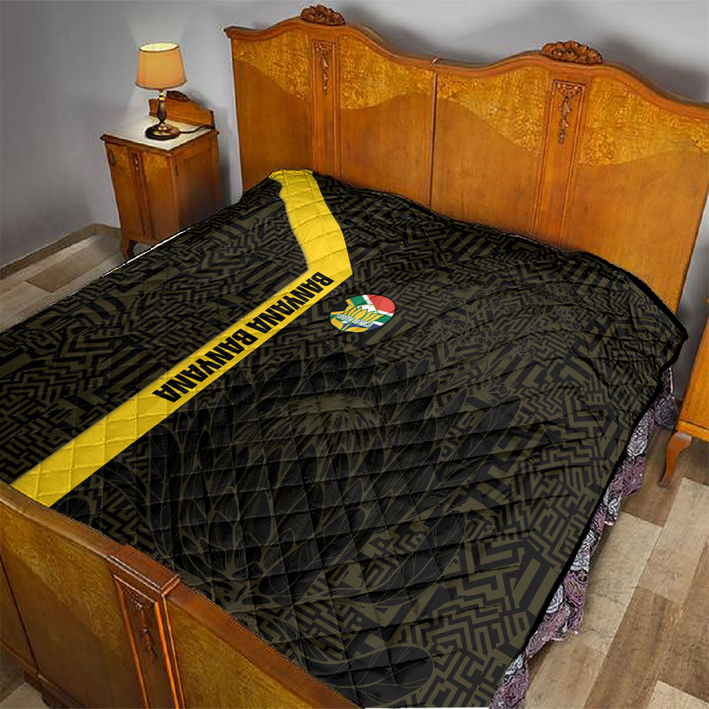 South Africa Soccer Quilt Banyana Banyana Protea Black Version
