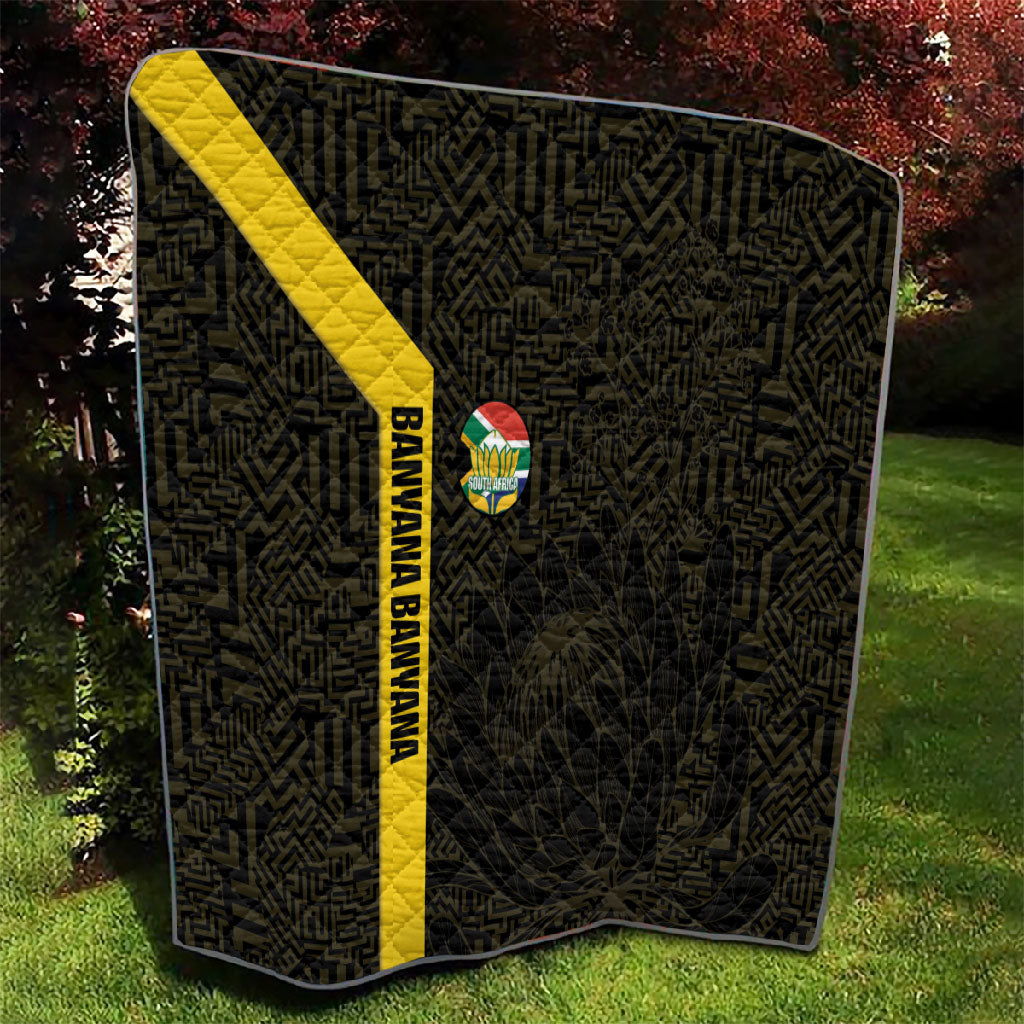 South Africa Soccer Quilt Banyana Banyana Protea Black Version