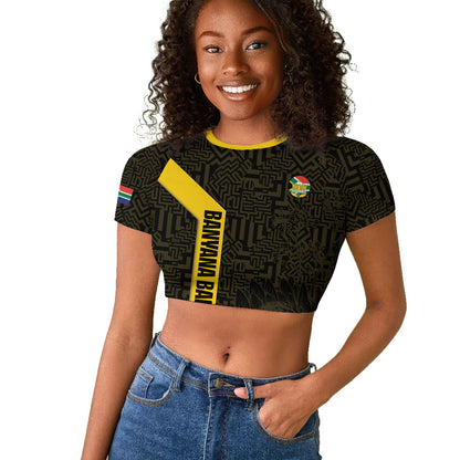 South Africa Soccer Custom Raglan Cropped T shirt Banyana Banyana Protea Black Version