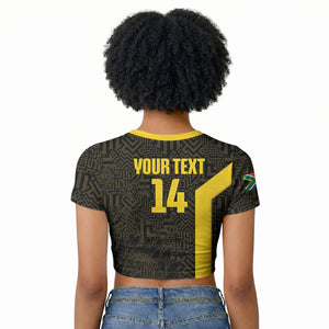 South Africa Soccer Custom Raglan Cropped T shirt Banyana Banyana Protea Black Version