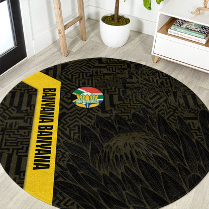 South Africa Soccer Round Carpet Banyana Banyana Protea Black Version