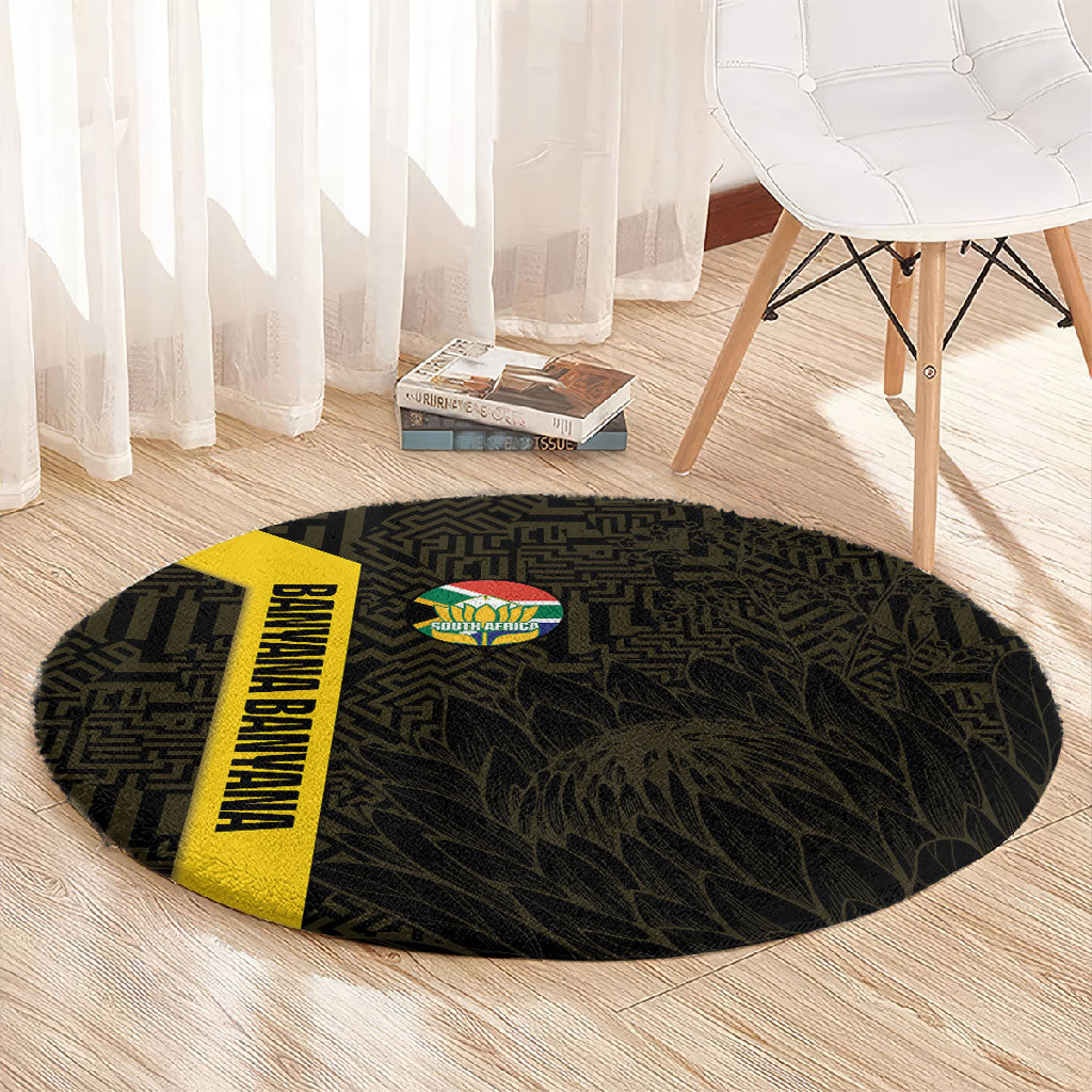 South Africa Soccer Round Carpet Banyana Banyana Protea Black Version