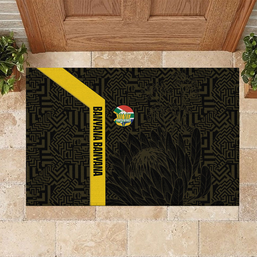 South Africa Soccer Rubber Doormat Banyana Banyana Protea Black Version
