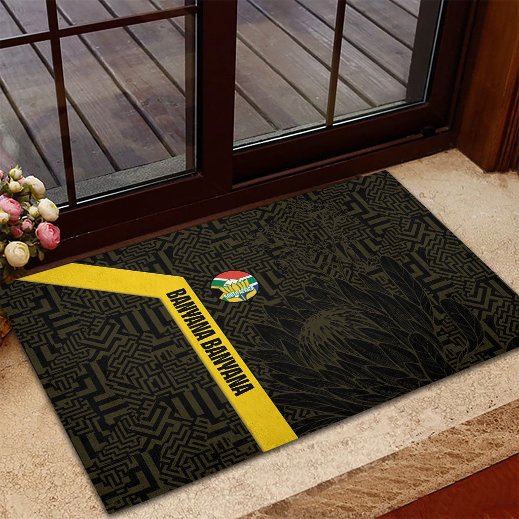 South Africa Soccer Rubber Doormat Banyana Banyana Protea Black Version