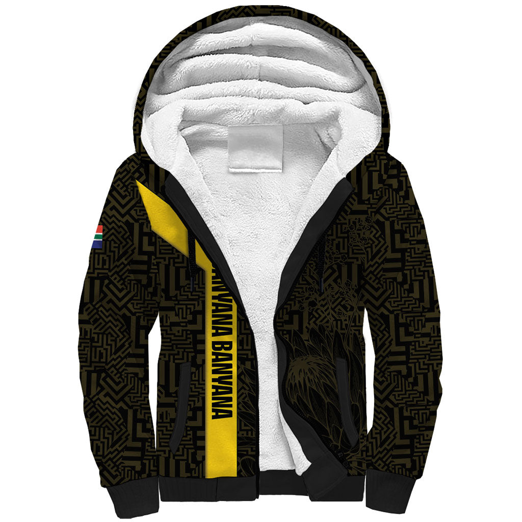 South Africa Soccer Custom Sherpa Hoodie Banyana Banyana Protea Black Version