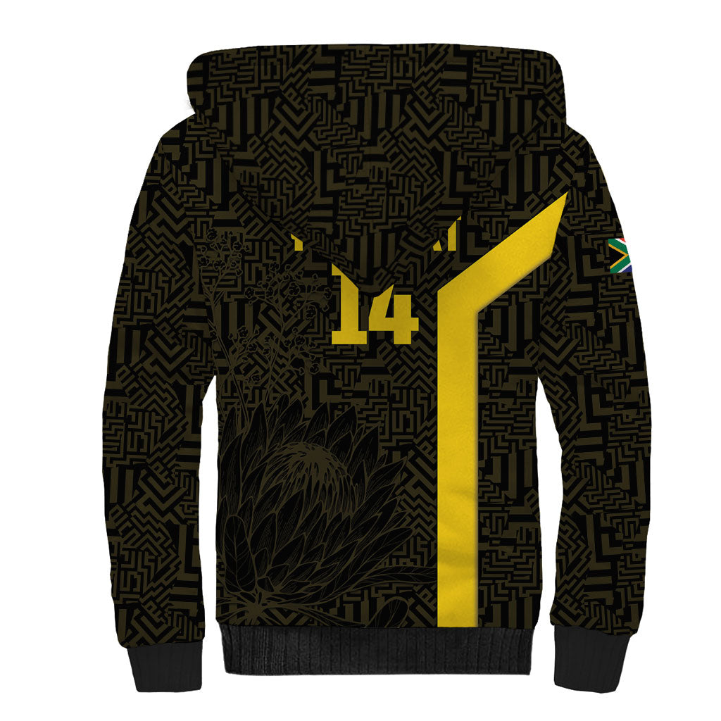South Africa Soccer Custom Sherpa Hoodie Banyana Banyana Protea Black Version