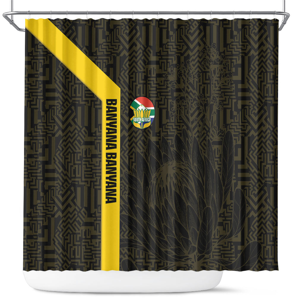 South Africa Soccer Shower Curtain Banyana Banyana Protea Black Version