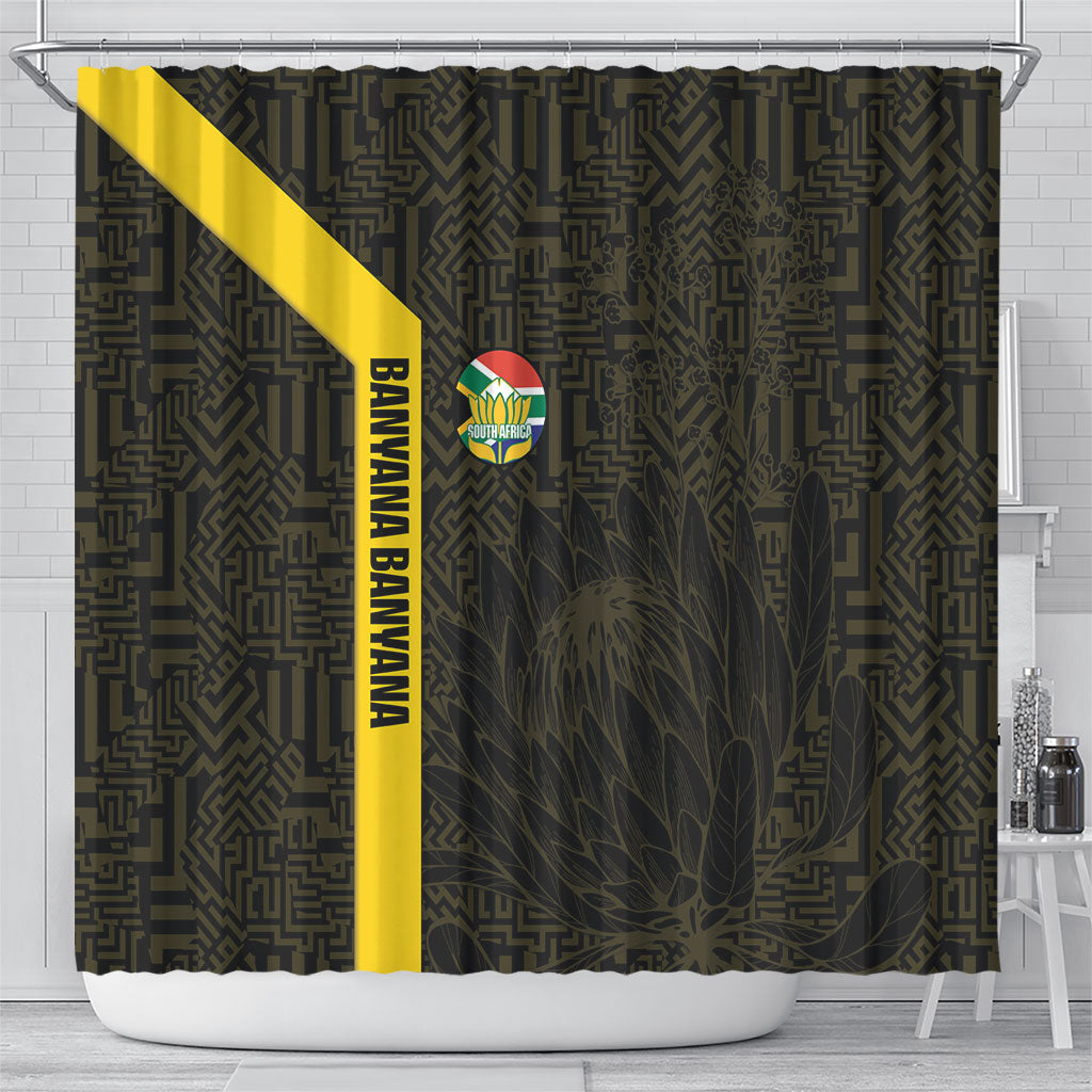 South Africa Soccer Shower Curtain Banyana Banyana Protea Black Version